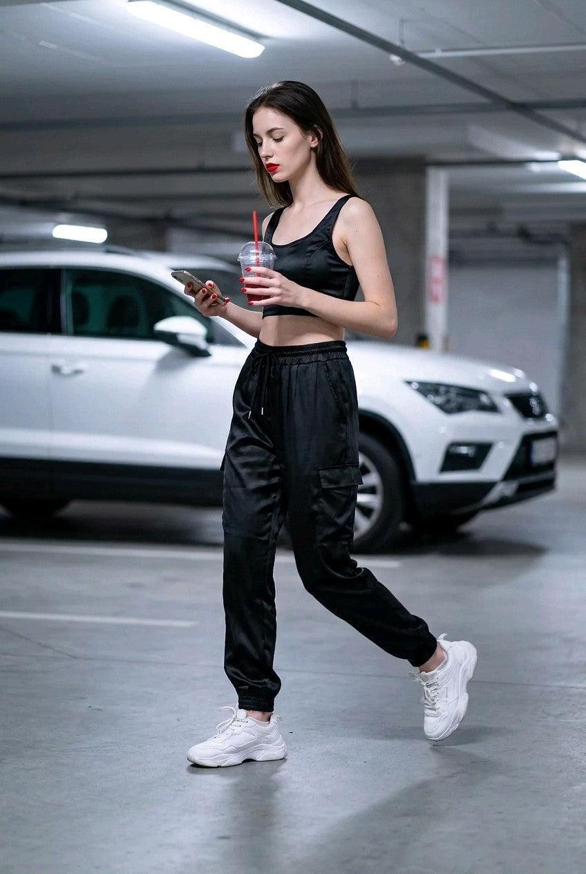 Pantalón Satinado Negro