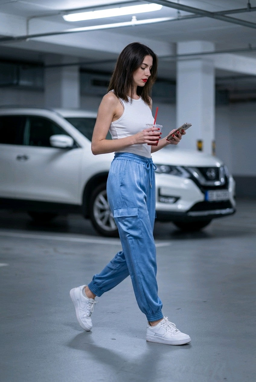 Pantalón Satinado Azul